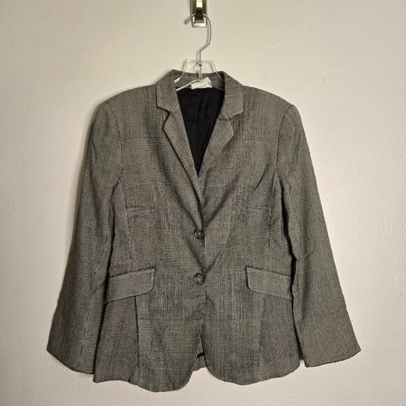 Akris Punto Wool Herringbone Plaid Blazer US 6 Black Preppy Classic Academia - Picture 1 of 12
